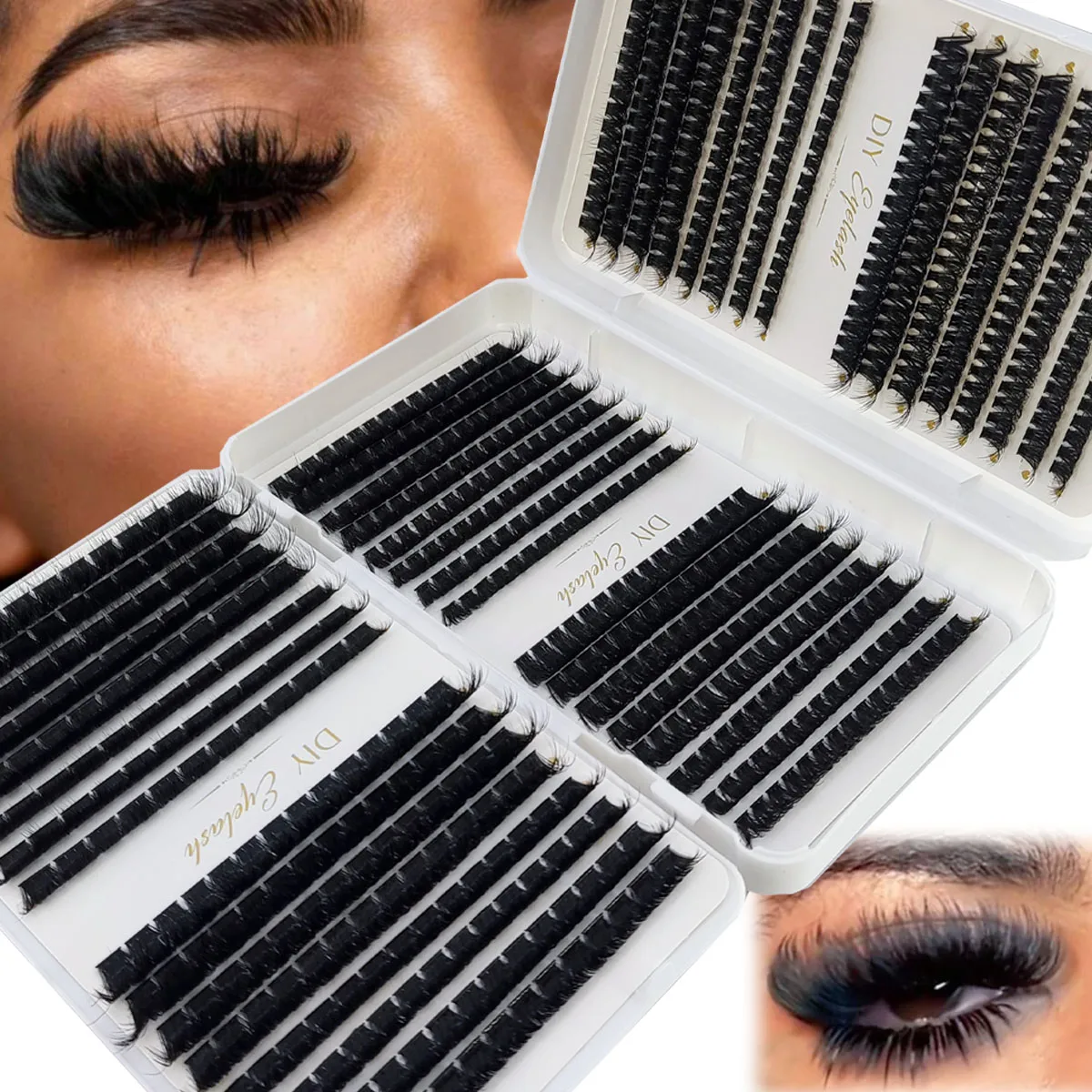 Eyelash Extension Single Lash - HBZGTLAD 200D-60D Volume 5D Pluizige Wimperclusters